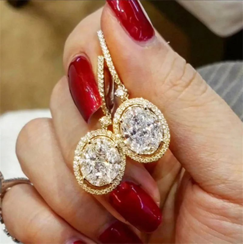 

Temperament Oval Alloy Crystal Earrings for Women Party Weeding Fashion Simple Ear Jewelry Accessories BAOSHINA