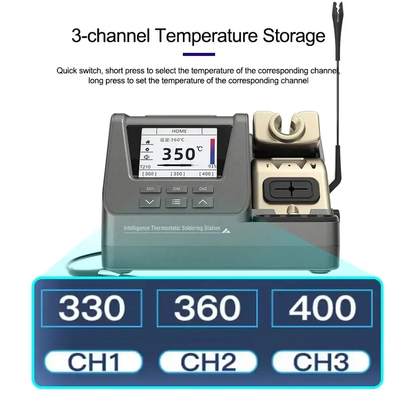 Фото Доступна ручка GVM H3 T210/T245/T115 Интеллектуальная сварочная станция высокого напряжения 3 в 1, 80 Вт, автоматическая паяльная станция для сварки сна №4