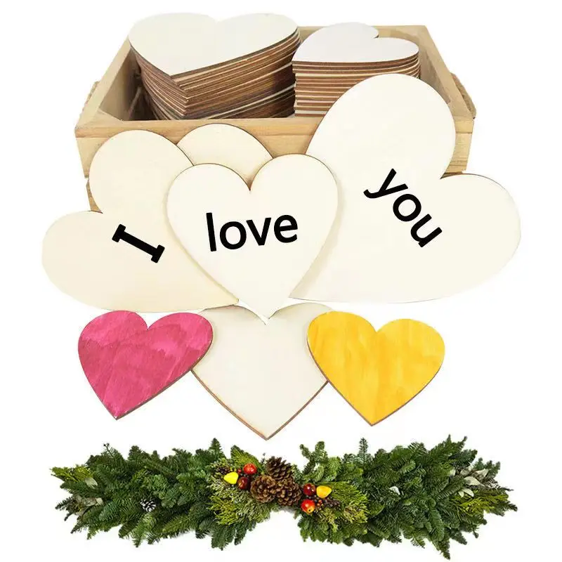 

3-100Pcs Unfinished Wooden Hearts Blank Wood Slices 1cm-10cm DIY Crafts Wooden Circle Discs for Christmas Painting Wedding Decor