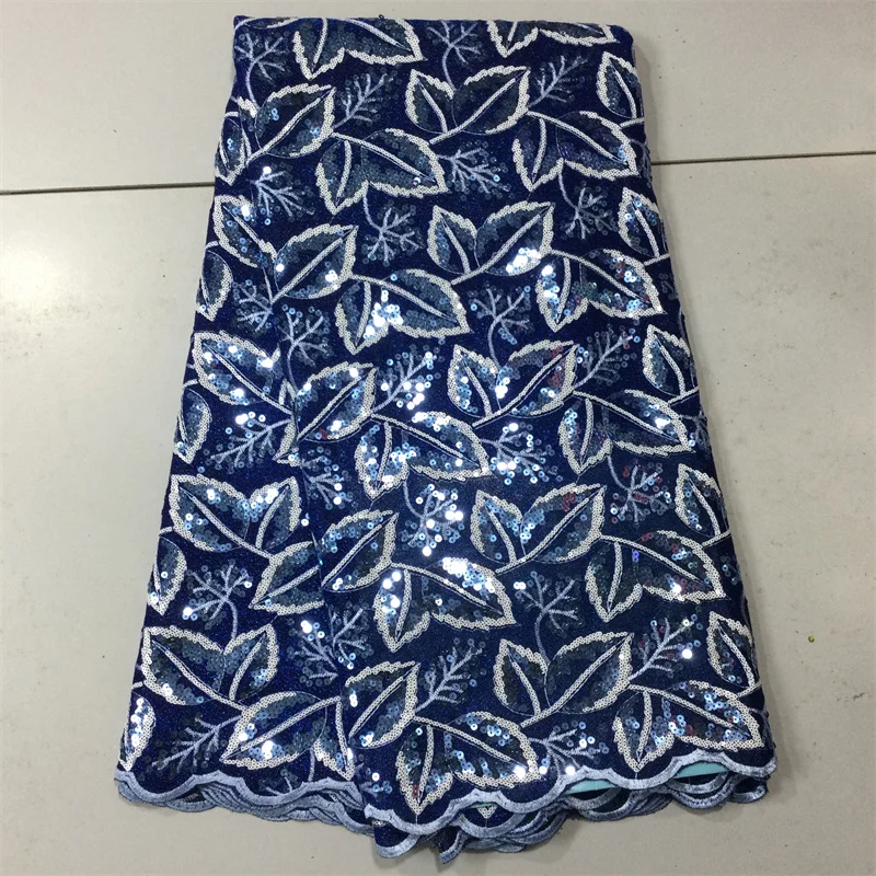 

Blue Shining African Sequins Lace Fabric 2022 Latest High Quality French Lace Fabric Embroidered Nigerian Lace Fabric LPL22113A
