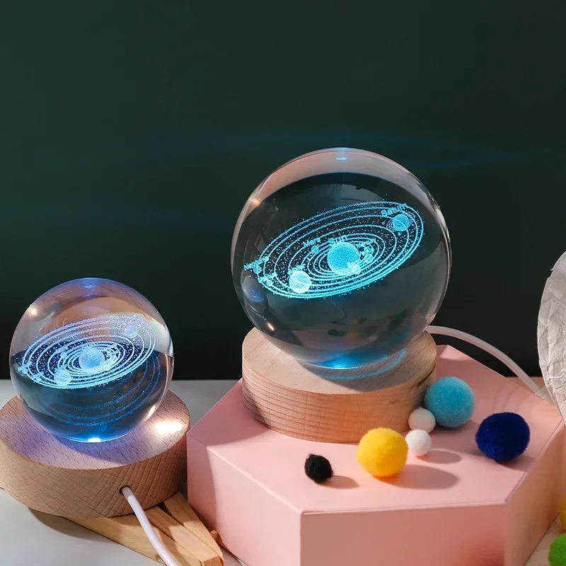 Фото 3D Хрустальный шар, кристальная планета, лазерная гравировка, солнечная система, глобус, астрономический подарок, подарок на день рождения, стеклянная сфера, украшение для дома №4