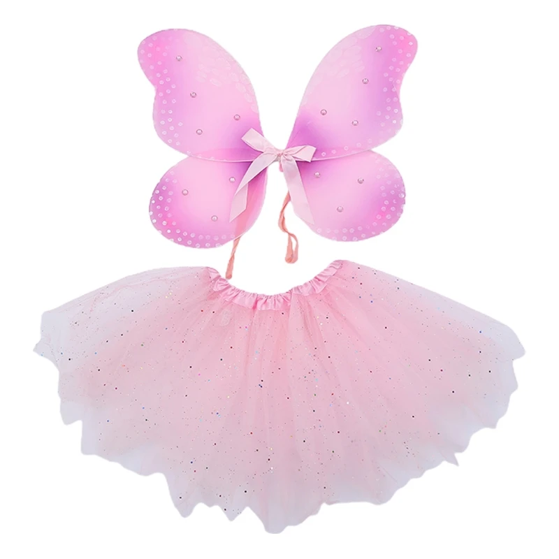 

Fairy Princess Skirt Set Dress Up Costume with Tutu Skirt Butterfly Wing for Girls Birthday Halloween Cosplay Party