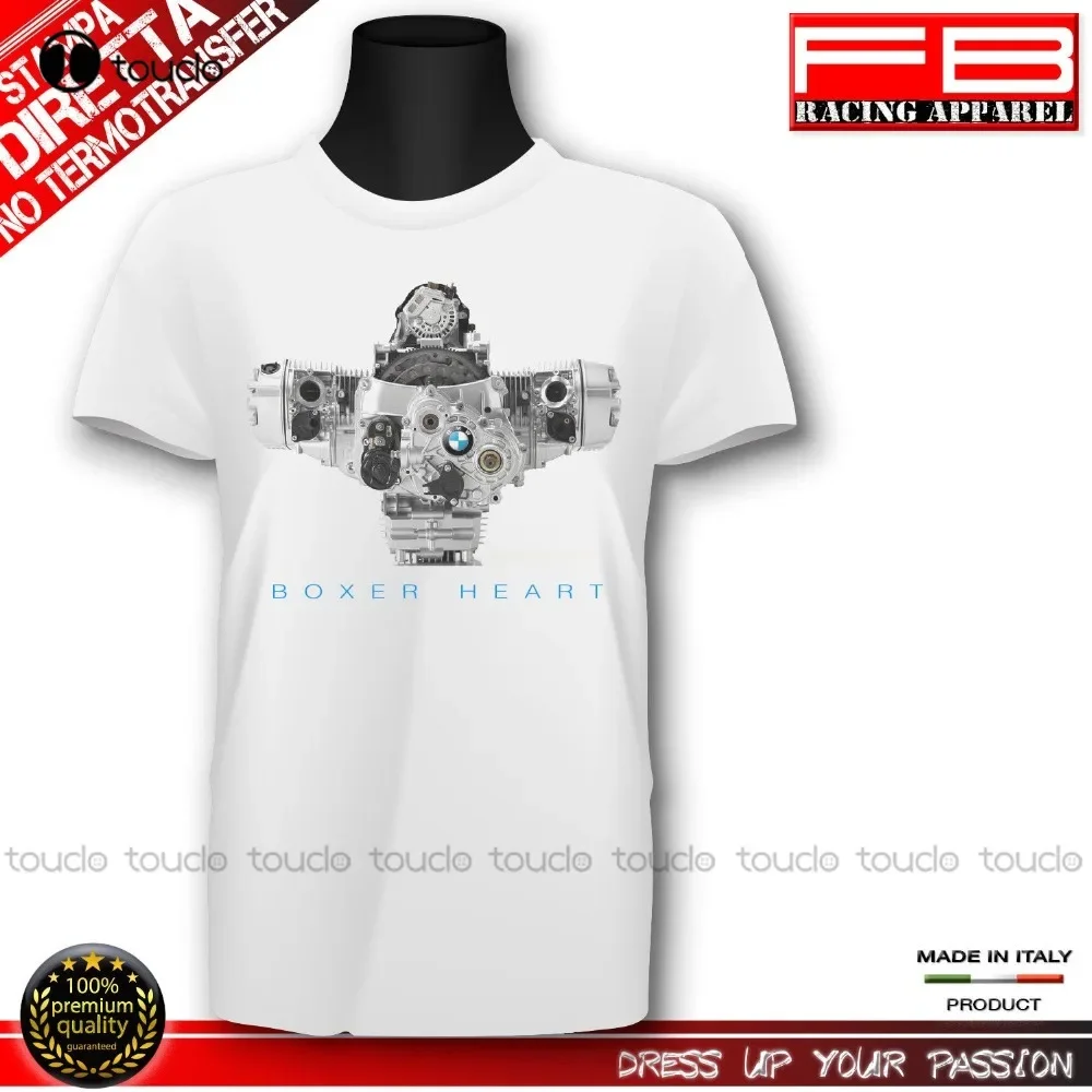 Хлопковая мужская футболка с коротким рукавом Boxer Heart Engine R 1200 Gs Rt 1150 Motorrad Высокое