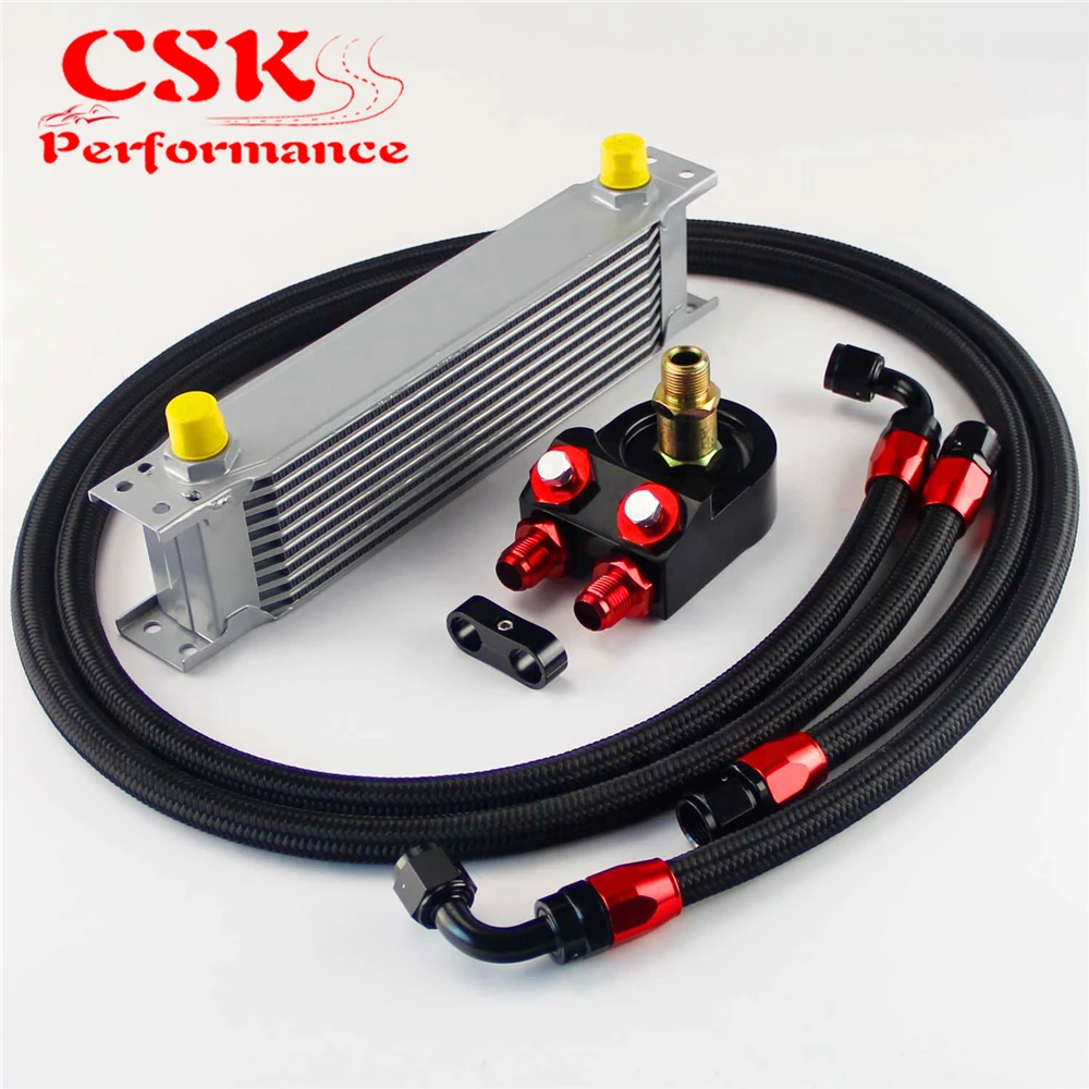 

Универсальный 10 ряд 248 мм AN8 радиатор трансмиссионного масла двигателя Британский Тип + Алюминий фильтр адаптер Комплект серебро