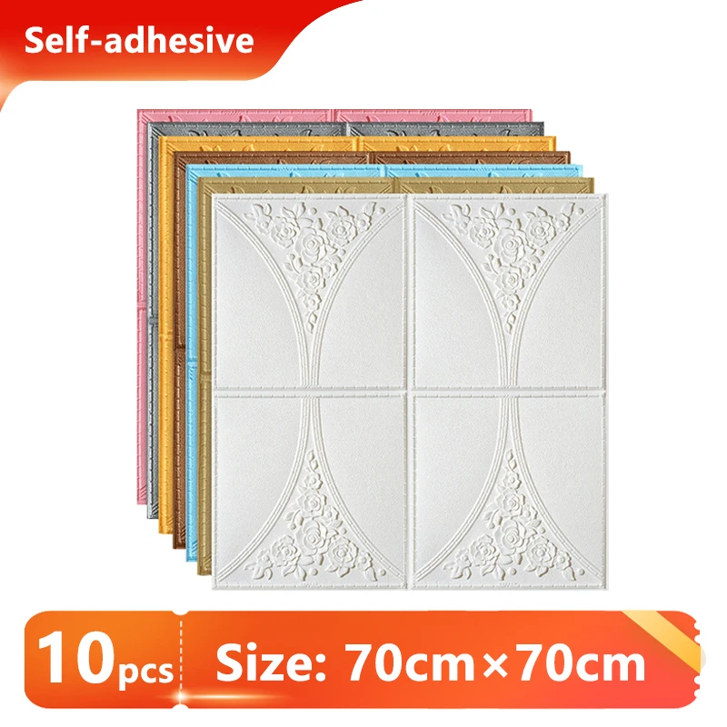 Big Size 70*70cm 10Pcs Self-Adhesive 3D Wallpaper New Design Living Room Waterproof Panel Bedroom Children Home Decoration - купить по