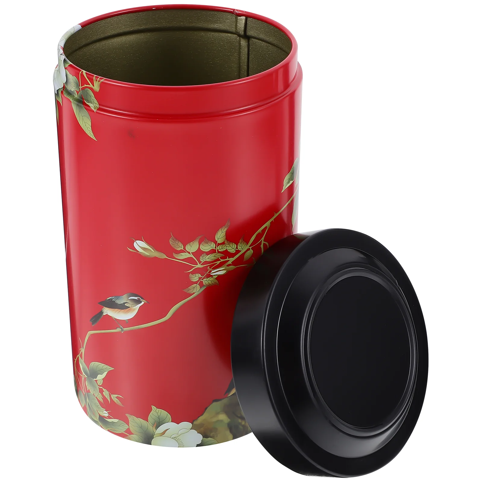 

Chinese Style Loose Tea Canister Metal Container with Sealing Lid Tinplate Storage Jar