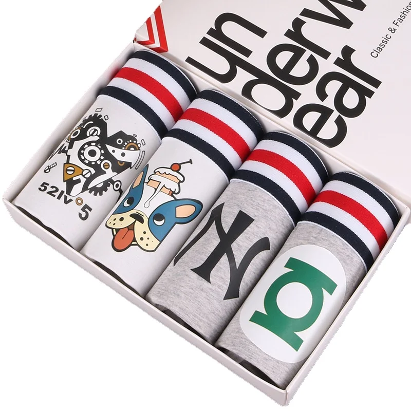 HaleyChan Women Cotton Colorful Cartoon 4Pc Boxer Brief for Women's Tomboy Trans Lesbian Transgender Ftm Underwear Women Panties