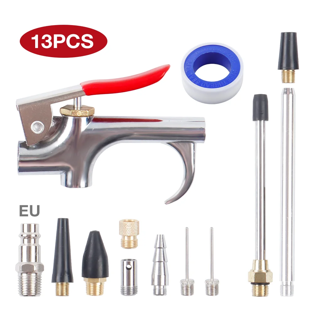 

Пневматический пистолет для удаления пыли, набор из 13 насадок, серебристый, красный