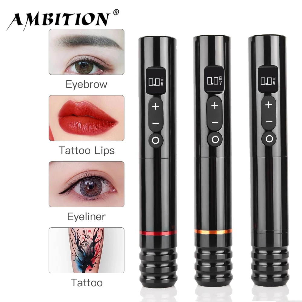 Ambition Wireless Tattoo Machine Pen Gun Permanent Makeup Eyeliner Lips Tools Micropigmentation Semi-Permanent-Kiss of Dragon