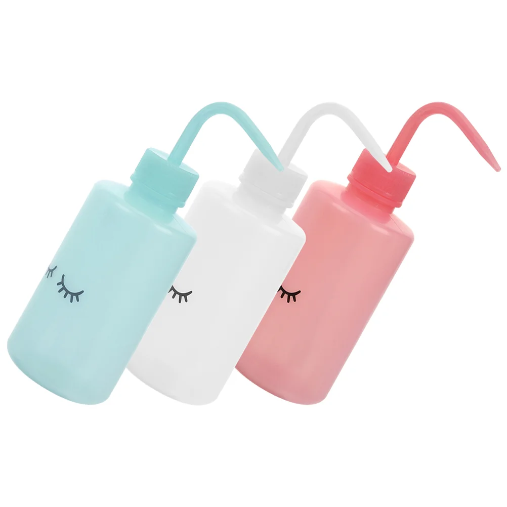 

3 Pcs Curved Mouth Kettle Eyelash Water Bottle Extensions Plastic Wash Tattooing Washing Squeeze Bottles Liquids Squirt