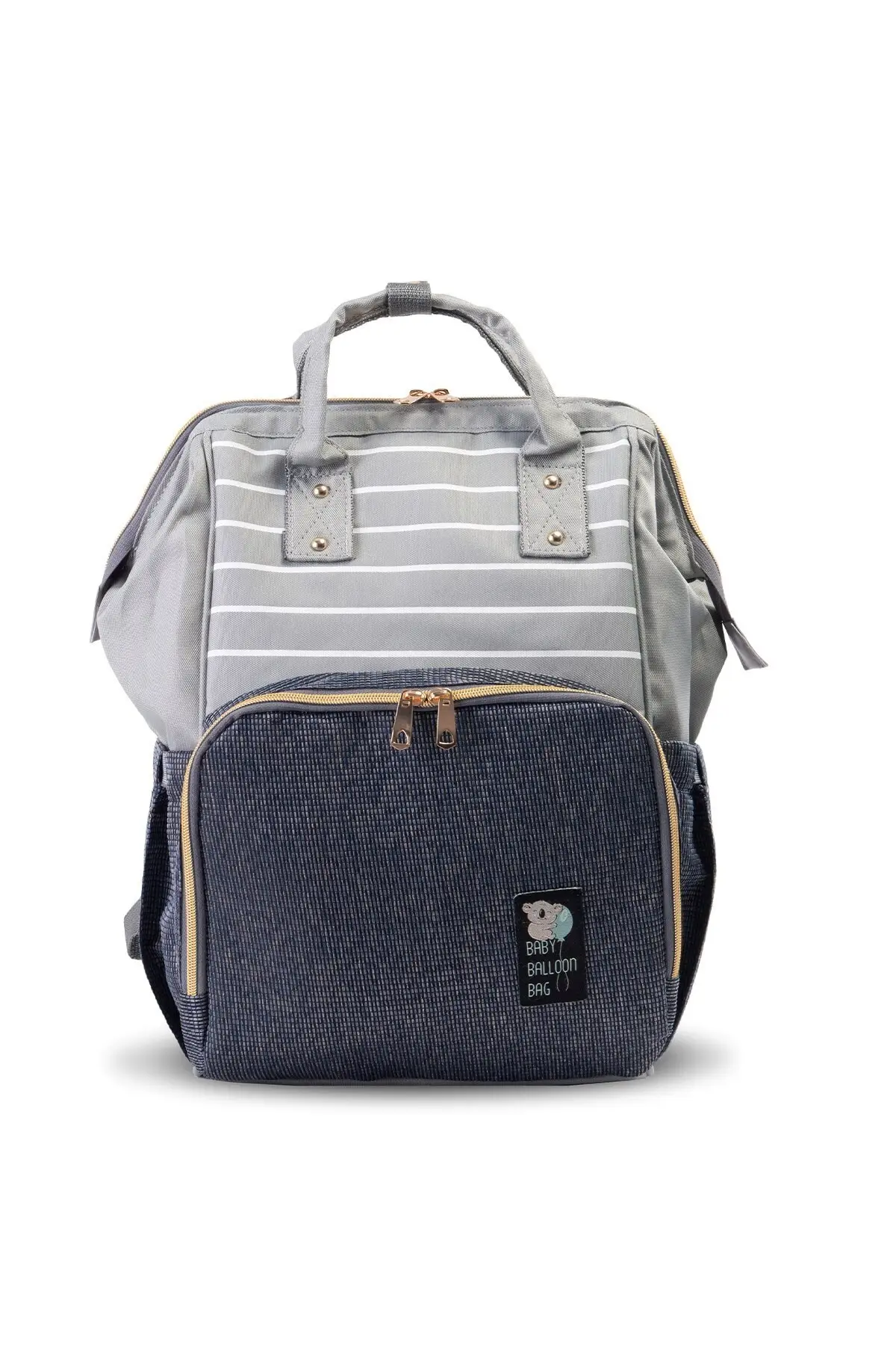 Mother Baby Care Backpack Blue Gray Striped