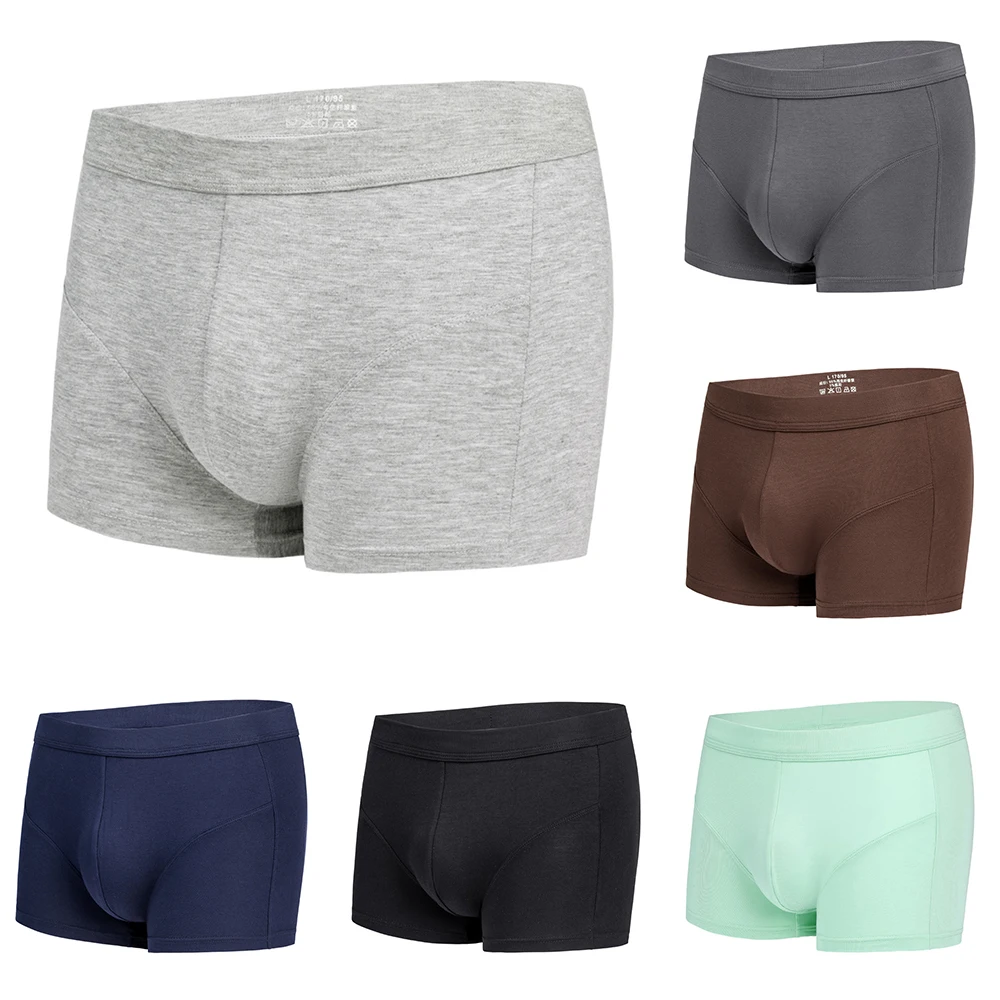 Men Underwear Boxer Brief Cotton Shorts Panties Bulge Pouch Underpants Breathable Flexible Comfortable Shorts Boxers