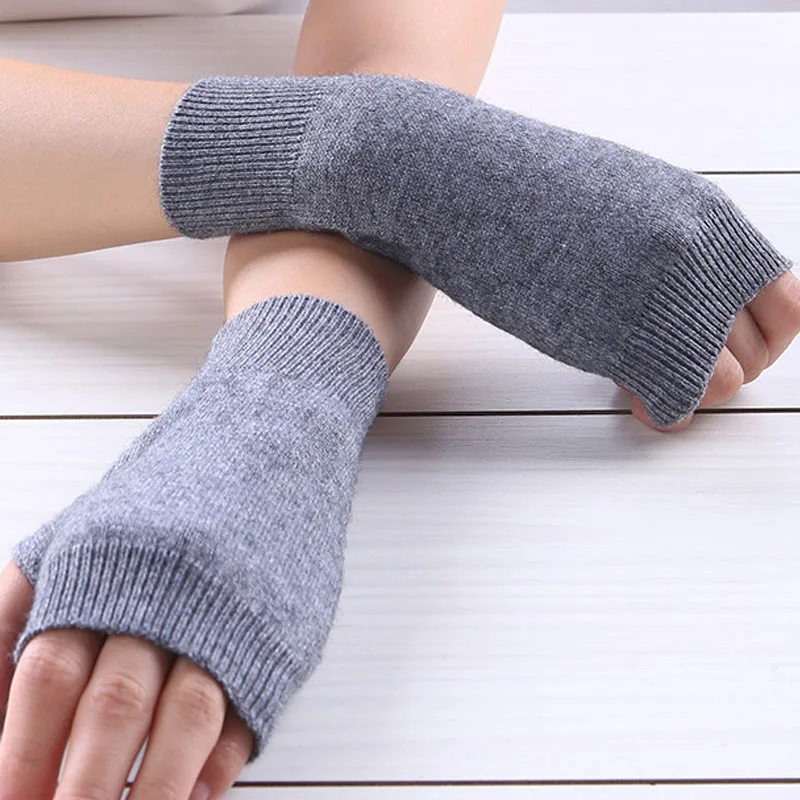 

Winter Half Finger Women's Gloves Stretchy Hand Wrist Arm Wamer Crochet Knitting Faux Wool Mittens Fingerless Solid Color Glove
