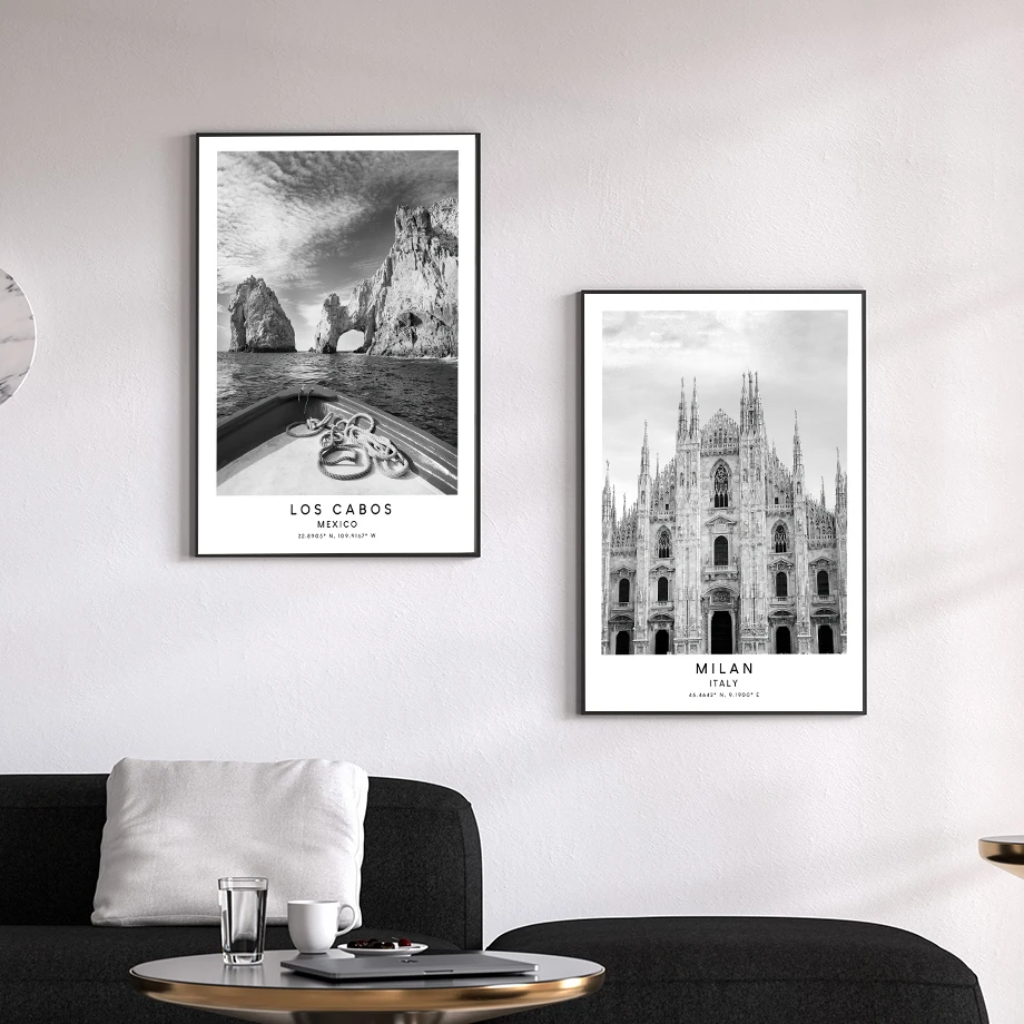 Гонконг Монтего Бей Будапешт черно-белая архитектура модная настенная живопись