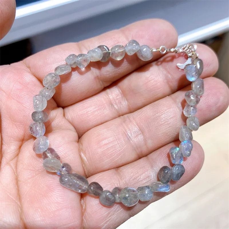 Браслет из натурального камня лабрадорита для женщин и мужчин изящный браслет с