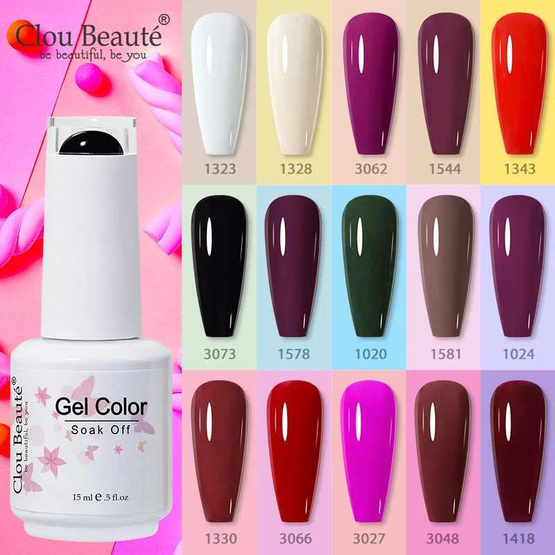 

Clou Beaute Macaron Colors Nail Gel Polish Vernis Ongle Semi Permanent Nail Glue Varnish 15ml Base Top Coat Nails Gel UV Colors
