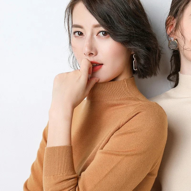 MRMT 2024 новый женский свободный вязаный свитер базовый с полувысоким воротником