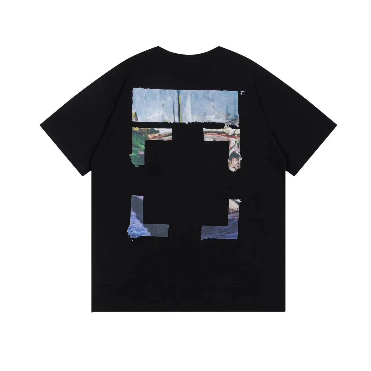 

Модная хлопковая футболка с коротким рукавом, Мужская футболка с масляным принтом, повседневные футболки, футболки с принтом сзади, рубашка европейского размера