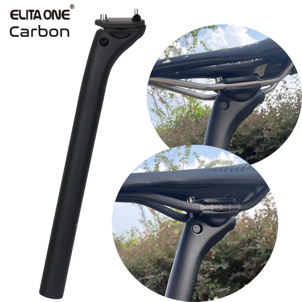 ELITAONE MTB Carbon Seat Post Offset 20mm 25.4 27.2 30.9 31.6mm Mountain/Road Bike Seatpost 350-450mm Light 150g