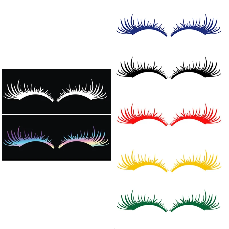 

1Pair 3D Charming Eyelashes car Sticker Fake Eye Lash Car Headlight Funny Decals