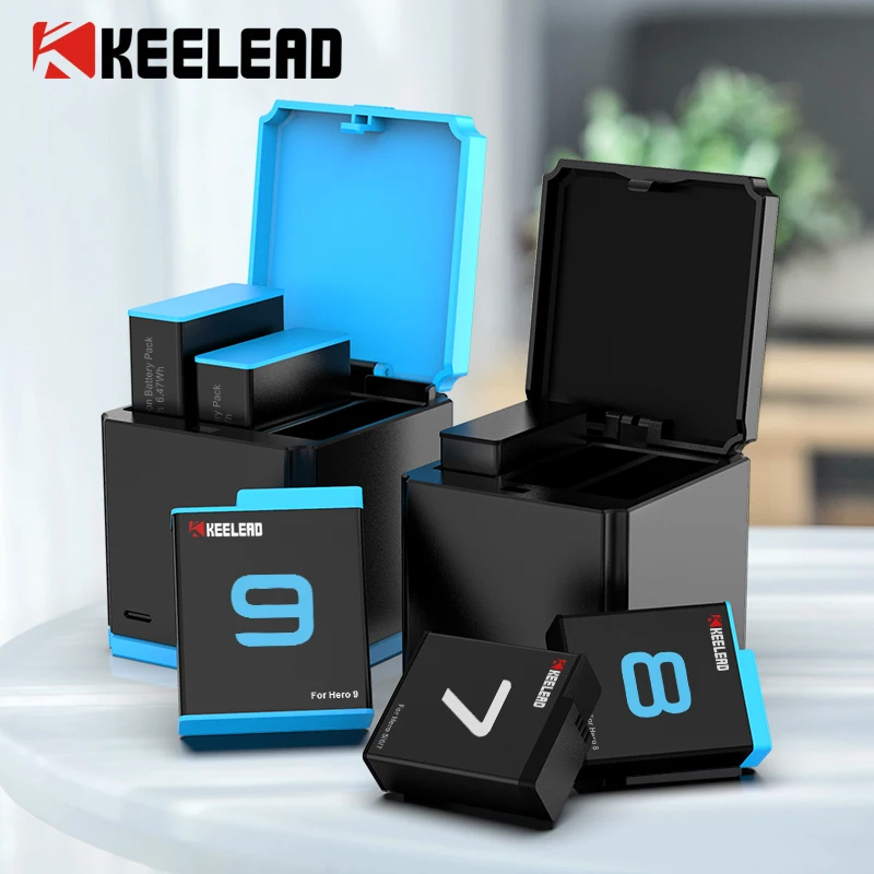 

Original KEELEAD Battery For GoPro Action Sports Camera 1750mAh 3-Ways Fast Charger For Go Pro Hero 9 8 7 6 10 Black Accessories