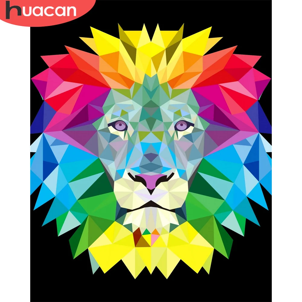 

HUACAN Paint By Numbers Lion Wall Art On Canvas Hand Painted Unique Gift Drawing By Numbers Animal Children's Room Decor