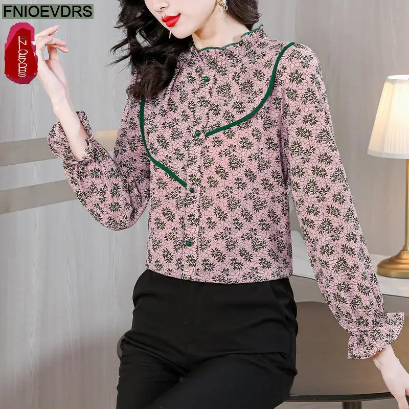 Женская Офисная рубашка в стиле ретро базовая одежда для работы на пуговицах с