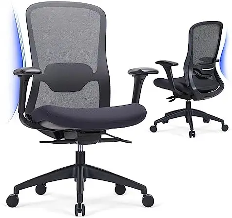 

Office Chair, Ergonomic Chair with Adjustable Lumbar Support, Executive Computer Chair 4D Armrests, Tilt Lock and Slide Seat, Ho