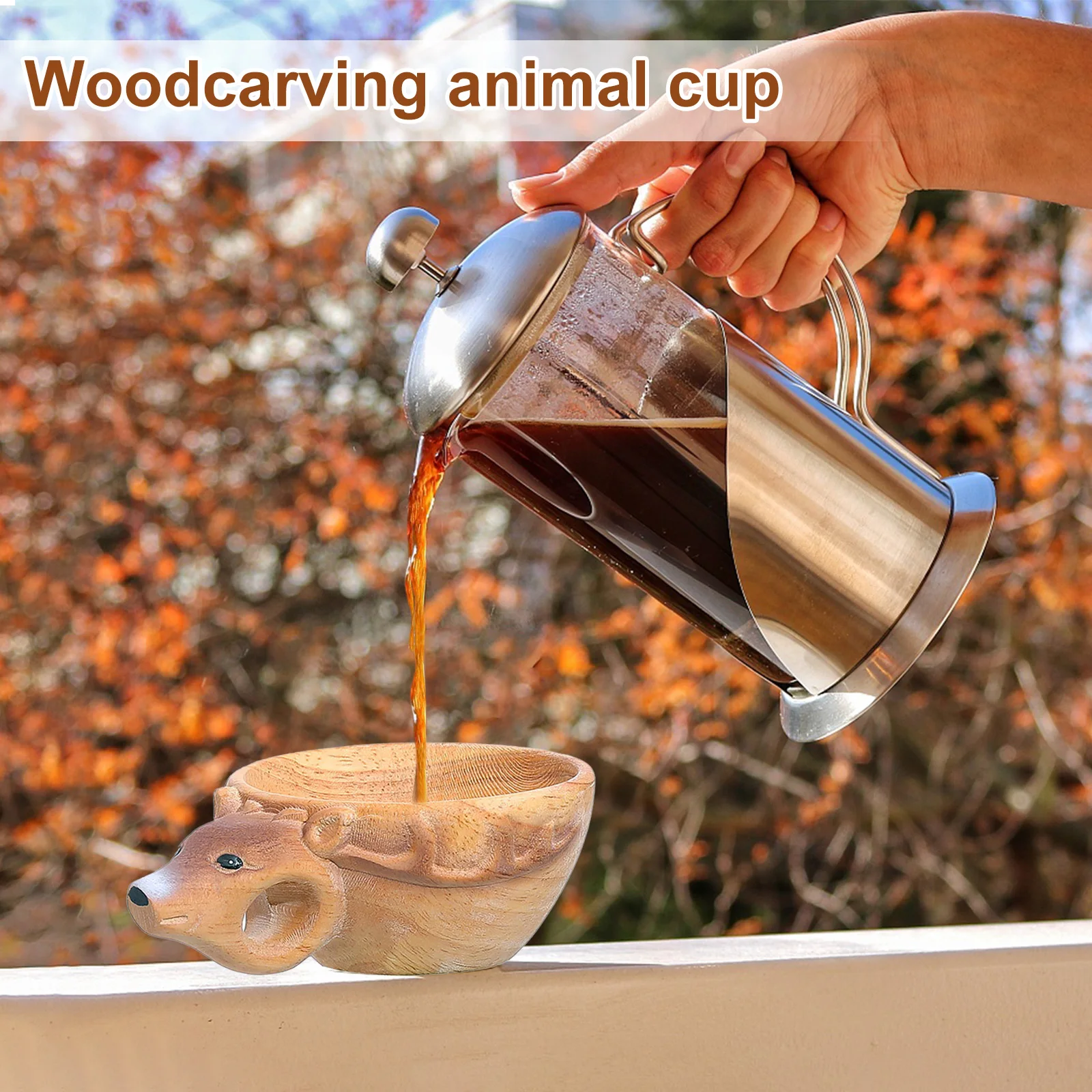 Деревянная чашка для воды ручная работа декор в виде головы оленя милая статуя