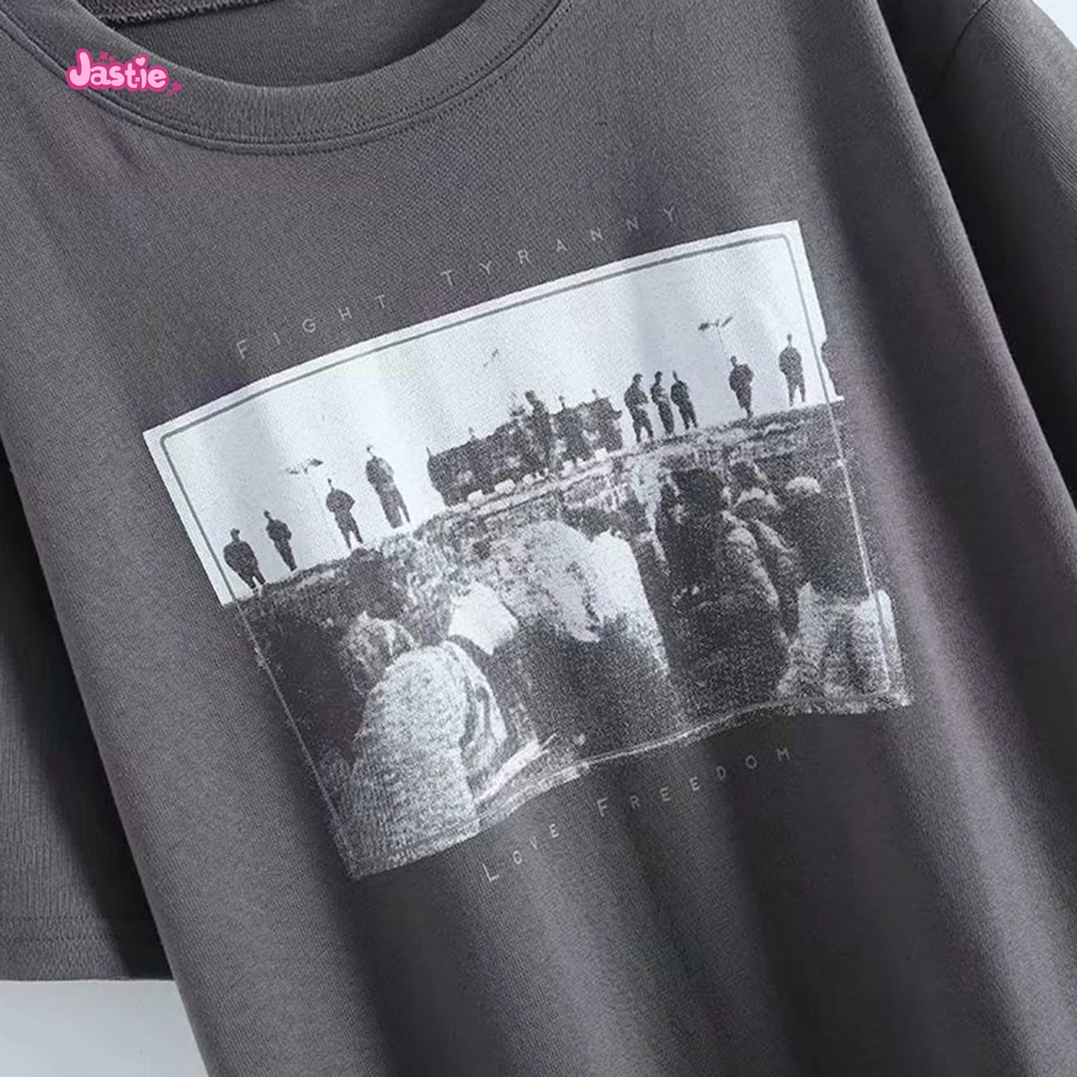 Футболка женская хлопковая с круглым вырезом винтажная Классическая рубашка