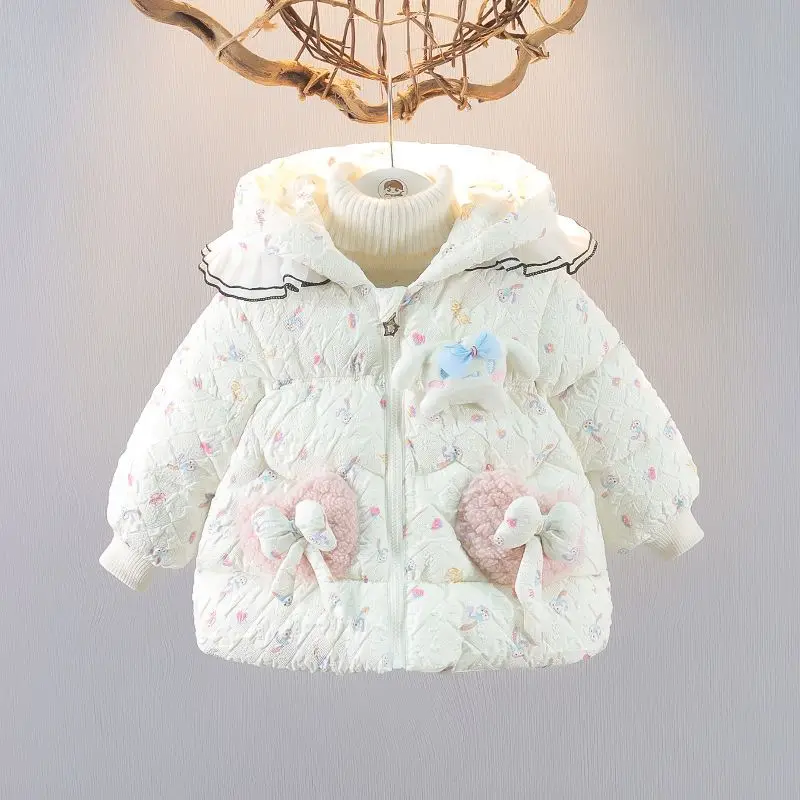

New Kawaii Sanrio Anime Cinnamoroll Thickened Warm Coat Winter Cute Baby Cotton-Padded Jacket Outdoor Clothes Toys for Girls