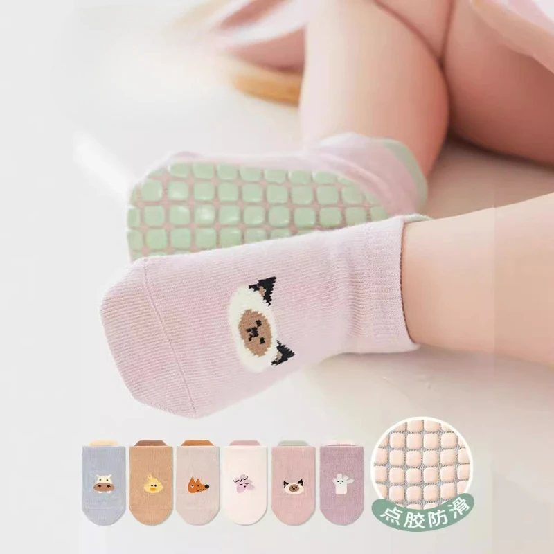 Новые детские носки на весну и лето с мультяшными животными тонкие невидимые