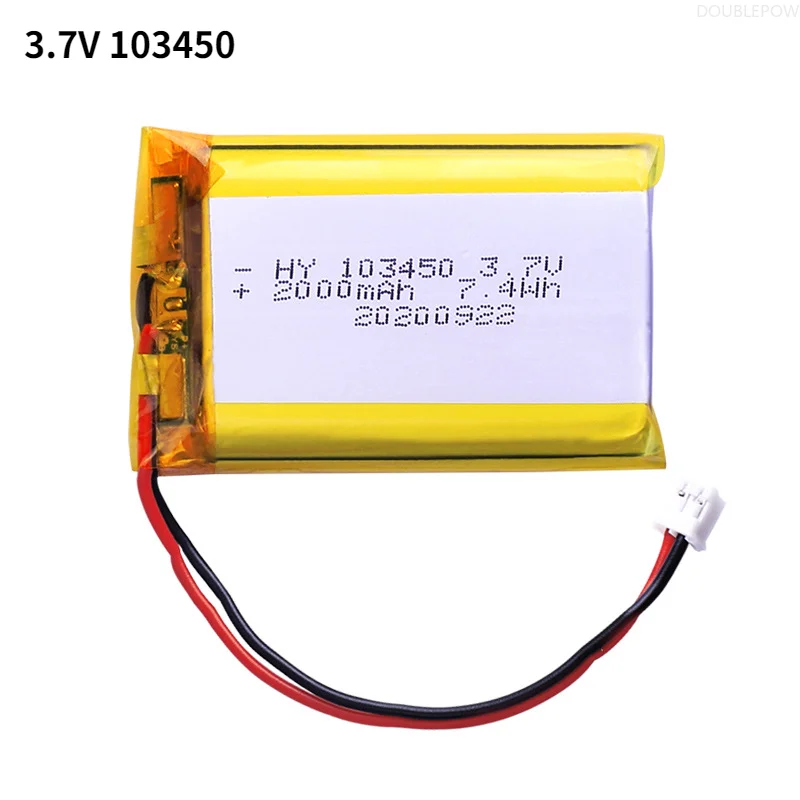 

103450 3,7 V 2000mAh перезаряжаемый, полимерный литиевый аккумулятор, для MP5, игрушек, камер, GPS, Bluetooth, динамиков большой емкости