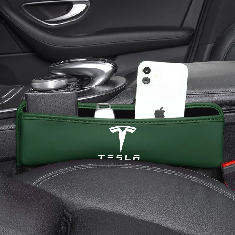 

Leather Car Seat Gap Filler Storage Box Seat Crevice Organizer for Tesla Model 3 Model X Model S Y ROADSTER Auto Accessories