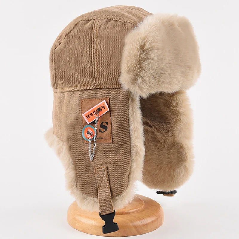 

Bomber Hat Men Women Thick Warm Russian Ushanka Fur Hat Fashion Male Female Winter Hat Black Grey Earflap Ski Russian Cap