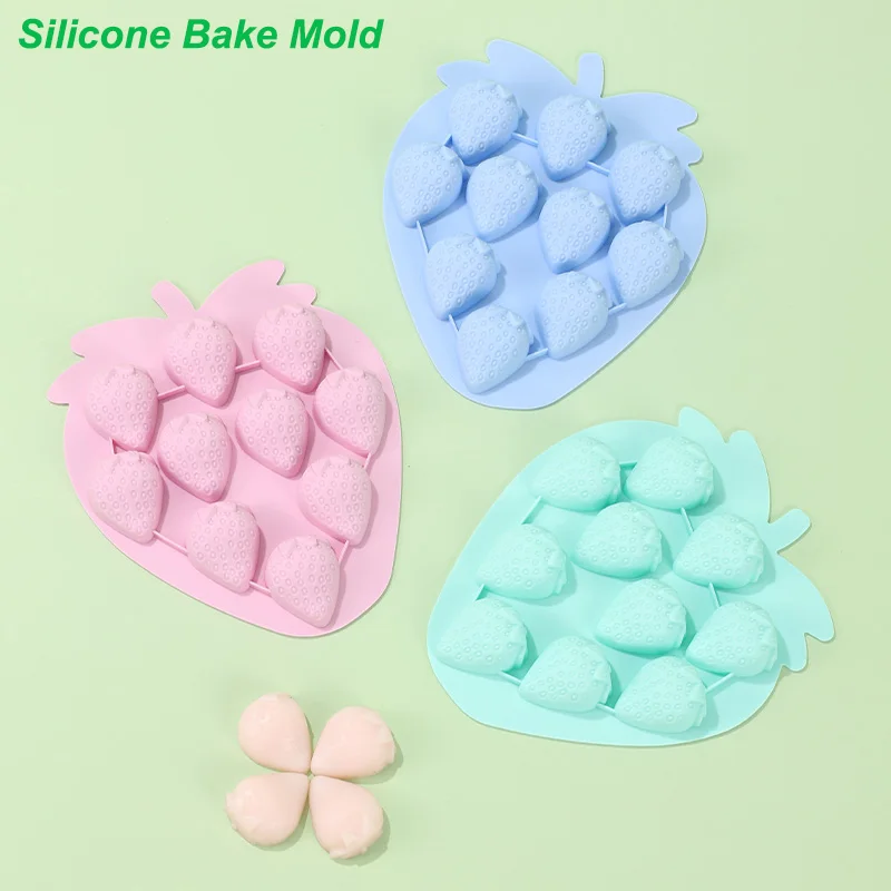 

3D Strawberry Ice Cube Silicone Mold Baking Mold Chocolate Candy Mold Clay Resin Handmade Mould Party Cupcake Decorating Tools