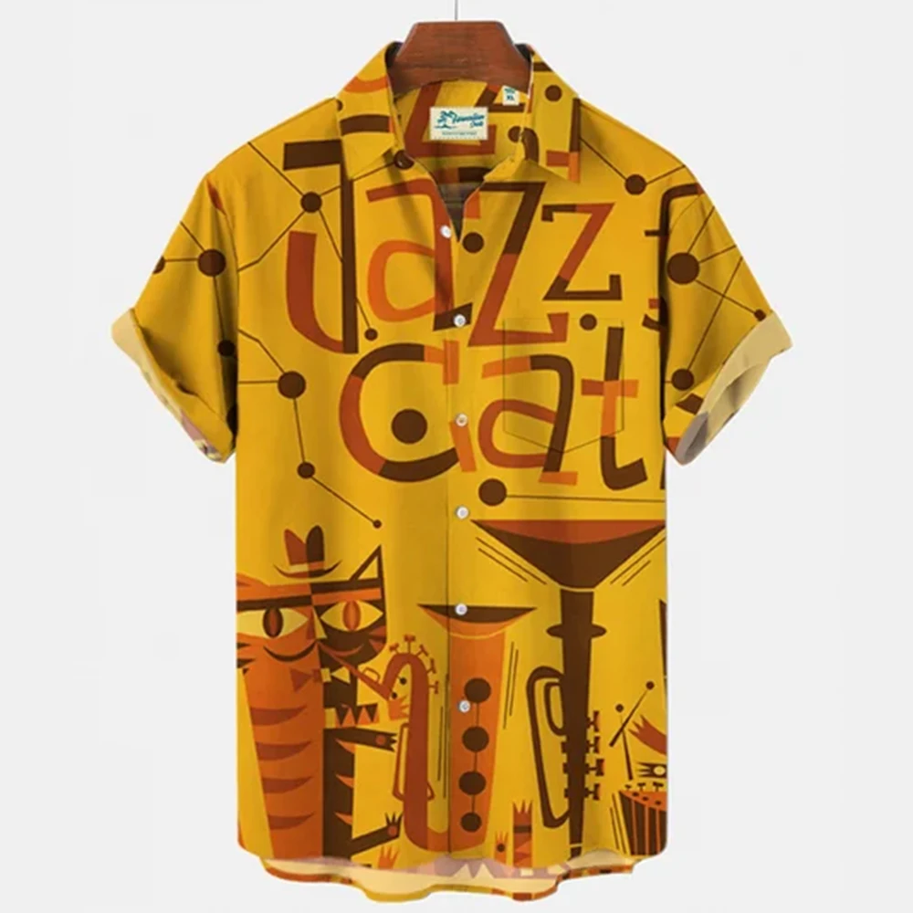 Unisex 2022 Music Summer Fashion Men's Shirts Men's Retro Hawaiian Shirt 3d Casual Short Sleeves Loose Breathable Top Shirts Men