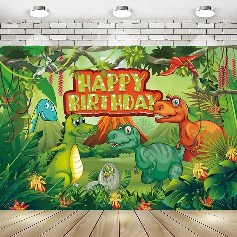 

Cartoon Dinosaurs Safari Dino Themed Games Happy Birthday Party Photography Backdrop Background Banner Decoration Baby Shower