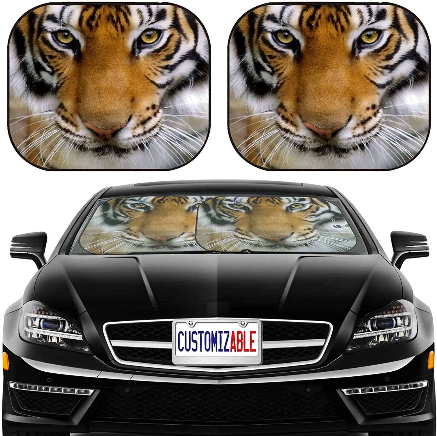 

Автомобильный солнцезащитный козырек для лобового стекла Универсальный подходит для 2 упаковок, блокирующие солнечные блики, УФ и тепло, защита интерьера автомобиля,