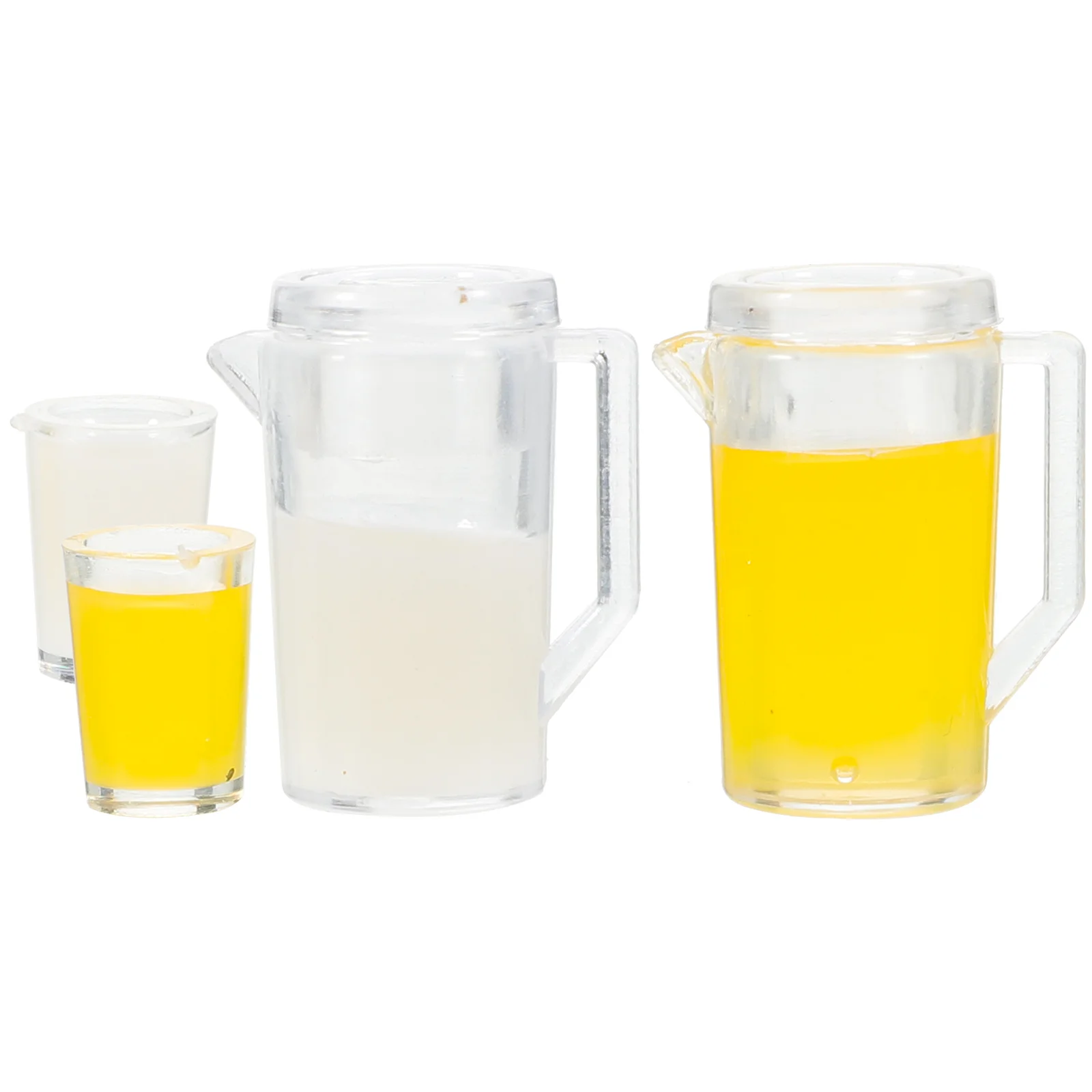 

2 sets of Decorative Miniature Juice Jug Model Milk Cup Decors Mini House Adornment