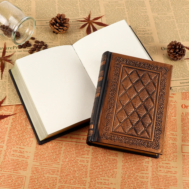 New Ultra-thick Pure Handmade Business Notepad Imitation Leather Embossed Gold Edge European Retro Style Gift Notebook