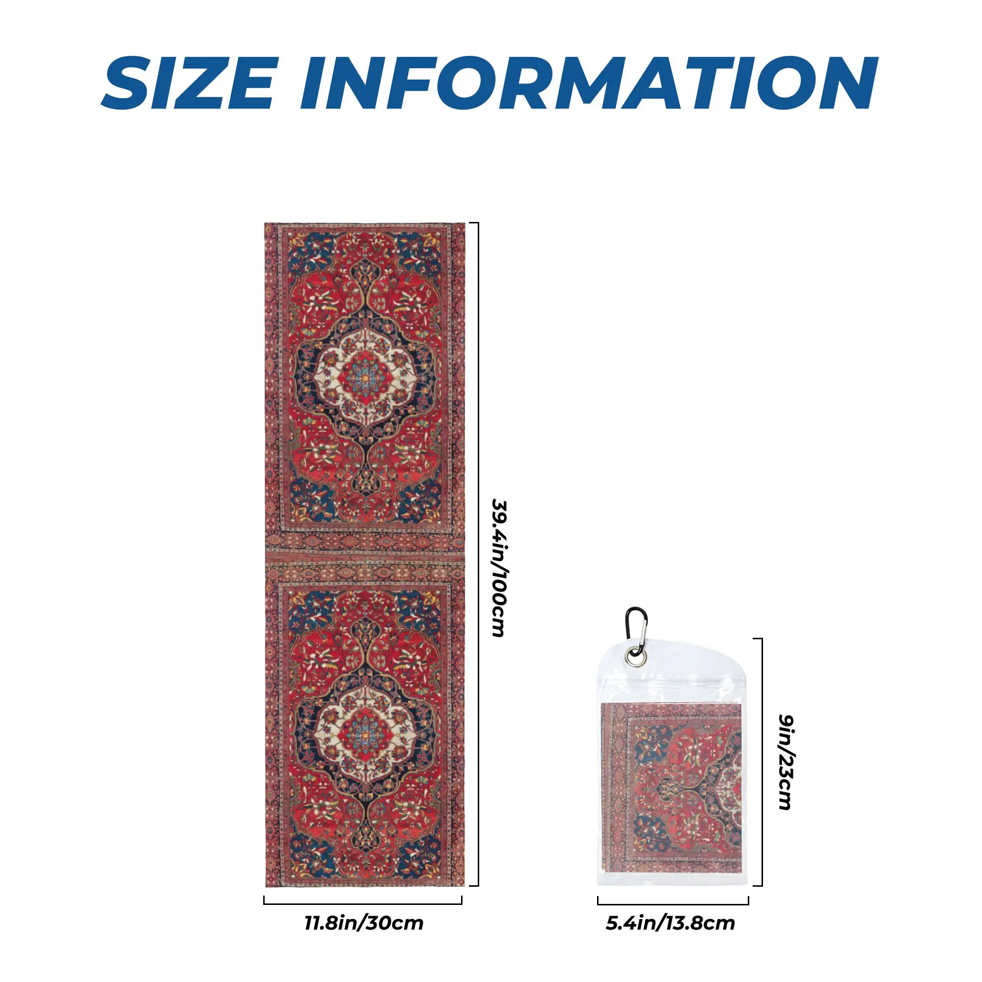 Фото Полотенце для умывания и фитнеса Sarouk Farahan Arak West Persian Rug Print, быстросохнущее, для холодных тренировок, банное полотенце №3