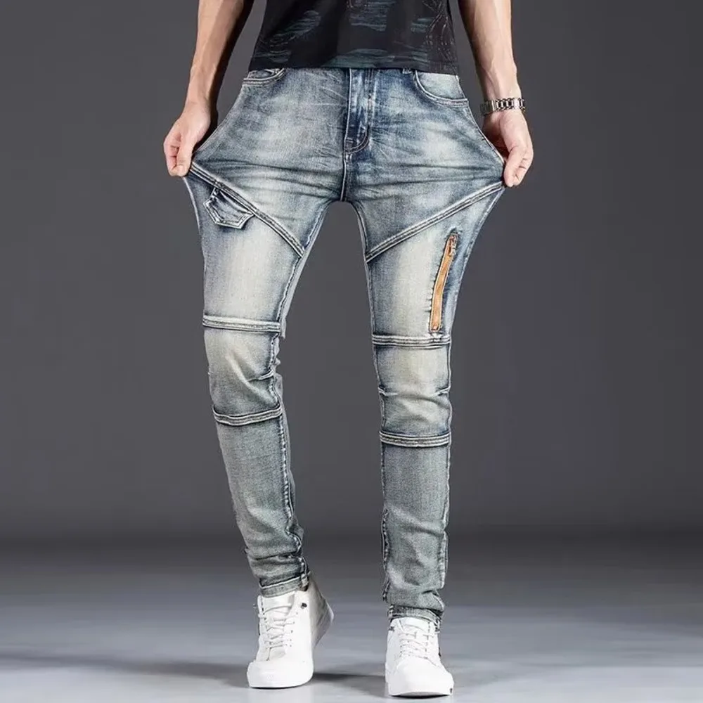 New Washed Jeans, Casual And Versatile, Loose Fitting Straight Pants, New Men's Trend, Simple Printing, Spring Youth Trend