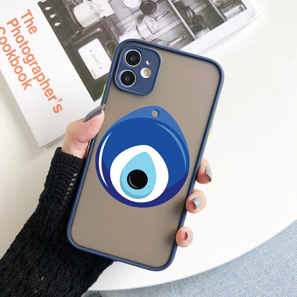 Lucky Eye Blue Evil Eye Print Phone Case For iPhone 12 13 11 Pro Max Mini XR X XS MAX SE 7 8 Plus Cover Matte Shockproof Fundas images - 6