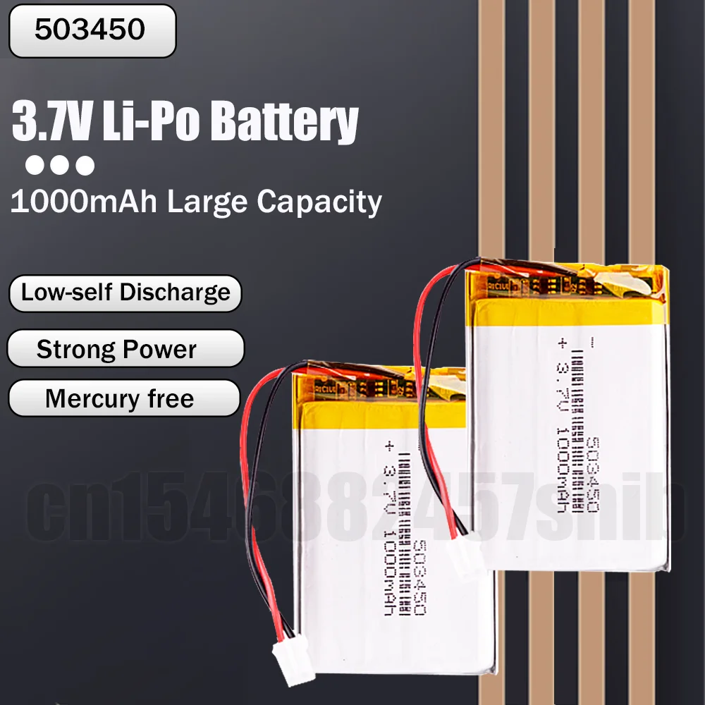 3 7 V 1000mAh 503450 литиевая полимерная аккумуляторная батарея с JST PH 2 0 2pin разъем для Mp3