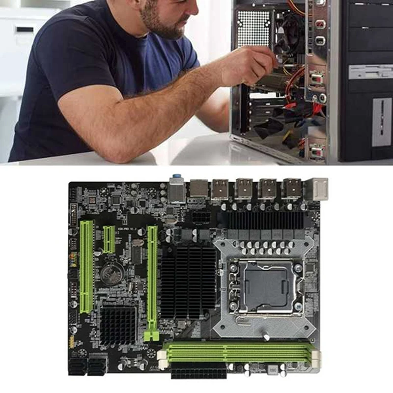 Материнская плата X58 LGA1366 для компьютера поддержка s DDR3 ECC памяти с ЦП X5650 и кабелем