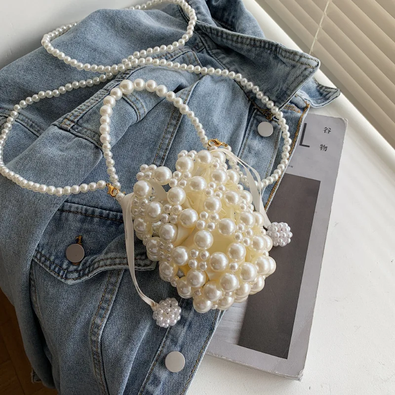 

Womens Purses and Handbags Luxury Designer Women Pearl Shoulder Bags Female Girls Coin Wallet Crossbody Bag