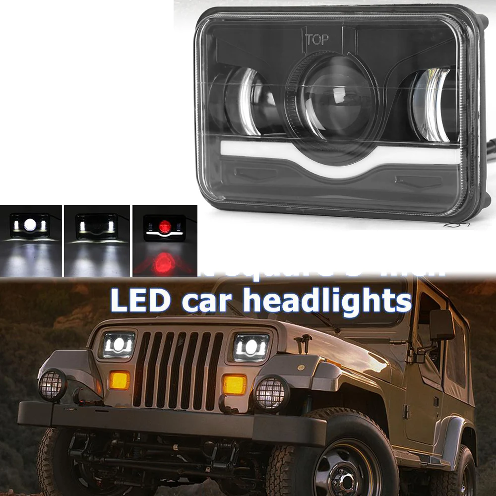 4x6 светодиодные фары DRL Hi низкий черный уплотнительный луч аксессуары для мотоциклов прямоугольные 6x4 дюйма для Honda XR Suzuki DRZ