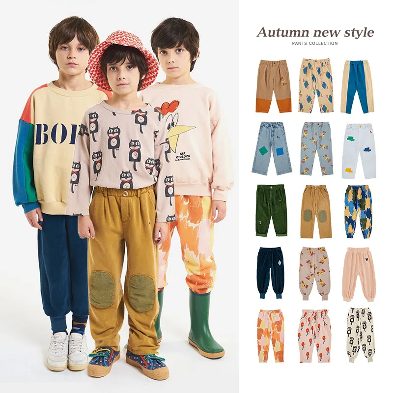 

2022 Autumn and Winter Baby Boys and Girls Casual Beam Mouth Sports Pants Harem Trousers Plus Velvet Lace-up Sweatpants