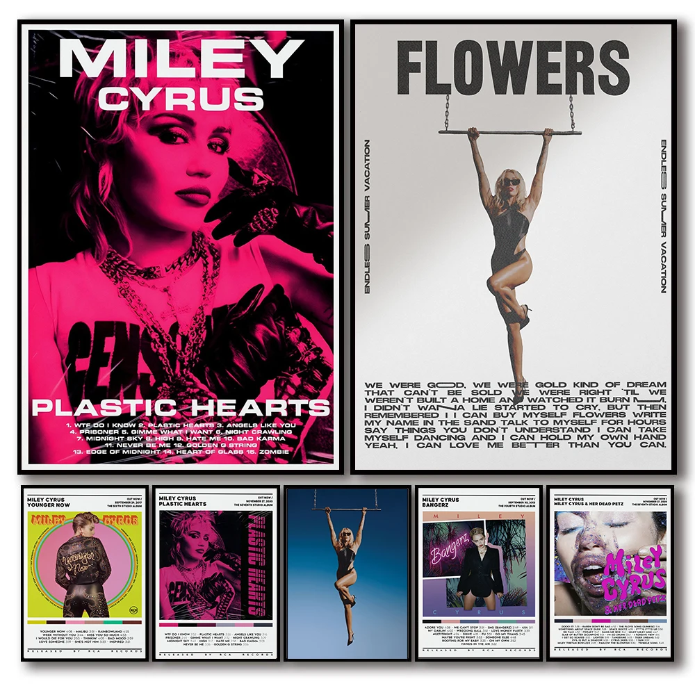 

Альбом музыкальный Diva Miley с цветами циркуса, Постер в эстетике группы Rapper, хип-хоп, холст, украшение для дома, настенное искусство, 2023